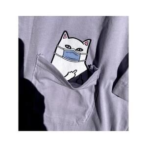Gently used RIPNDIP Cat Finger Graphic  t-shirt, light purple, Women’s Med